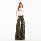 Orange Silk Women's Pants Wide-Leg Casual Trousers for Spring and Summer