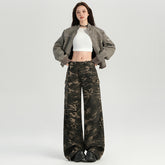 Women's Wide-Leg Casual Work Pants Versatile Slim Drawstring Floor-Length Trousers