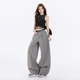 Women's Long Casual Pants Oversize Long Loose Floor-Length Trousers Unisex