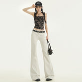 Women's Flared Corduroy Casual Trousers Slim Fit Elastic Horseshoe Floor-Length Pants