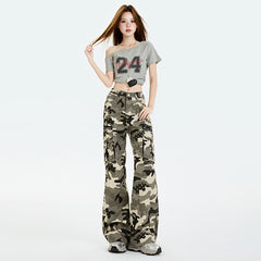 Camouflage Cargo Pants for Women with Multiple Pockets