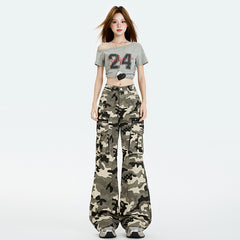 Camouflage Cargo Pants for Women with Multiple Pockets