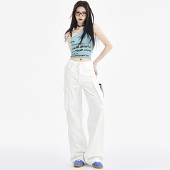 Women's Design Mocha Work Pants Loose Wide Leg Denim Trousers