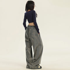 Wide-Leg Pants for Women High Street Fashion Spring and Autumn New Arrival