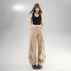 Women's Pants Casual High-Waisted Wide-Leg Trousers Floor-Length Drape