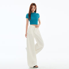 Women's White High-Waist Wide-Leg Jeans  Slim Straight Floor-Length Pants