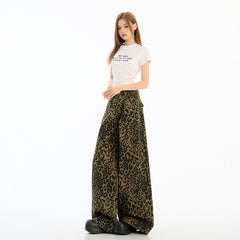 Orange Silk Women's Pants Wide-Leg Casual Trousers for Spring and Summer