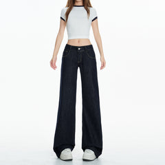 Women's Low Waist Straight Trumpet Jeans Loose Drape Flare Pants