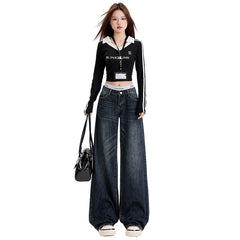 Women's Straight Jeans Female Slimming Versatile Spring New Loose Drape Wide Leg Pants