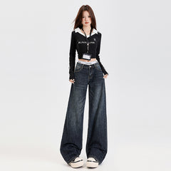 Women's Straight Jeans Female Slimming Versatile Spring New Loose Drape Wide Leg Pants