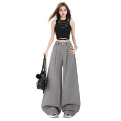 Women's Long Casual Pants Oversize Long Loose Floor-Length Trousers Unisex