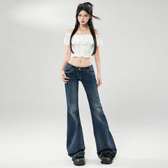 Women's Low Waist Flared Jeans New Slimming Non-clinging Hoof Bell-bottom Pants
