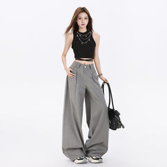 Women's Long Casual Pants Oversize Long Loose Floor-Length Trousers Unisex