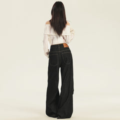 Casual Loose Wide-Leg Jeans Women Straight Leg Floor-Length Pants