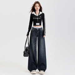 Women's Straight Jeans Female Slimming Versatile Spring New Loose Drape Wide Leg Pants