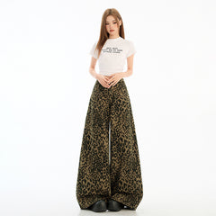 Orange Silk Women's Pants Wide-Leg Casual Trousers for Spring and Summer