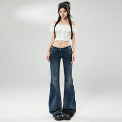 Women's Low Waist Flared Jeans New Slimming Non-clinging Hoof Bell-bottom Pants