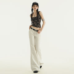Women's Flared Corduroy Casual Trousers Slim Fit Elastic Horseshoe Floor-Length Pants