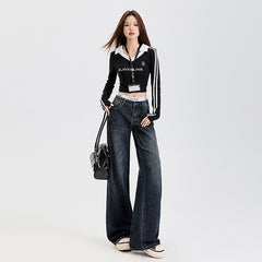 Women's Straight Jeans Female Slimming Versatile Spring New Loose Drape Wide Leg Pants
