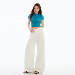 Women's White High-Waist Wide-Leg Jeans  Slim Straight Floor-Length Pants