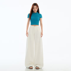 Women's White High-Waist Wide-Leg Jeans  Slim Straight Floor-Length Pants