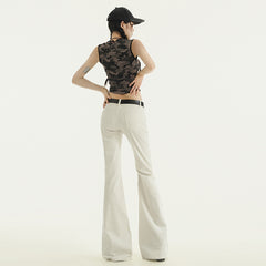 Women's Flared Corduroy Casual Trousers Slim Fit Elastic Horseshoe Floor-Length Pants